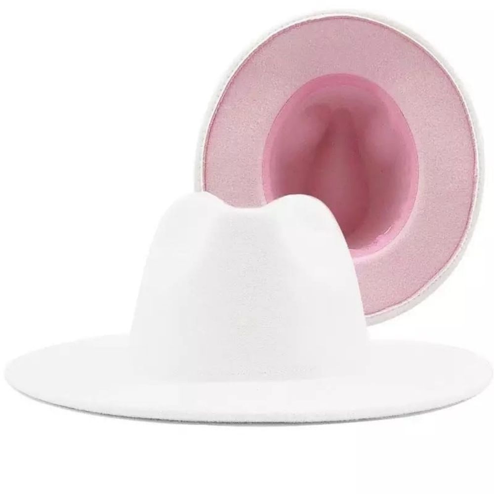White with pink base Unisex Fedora Hat